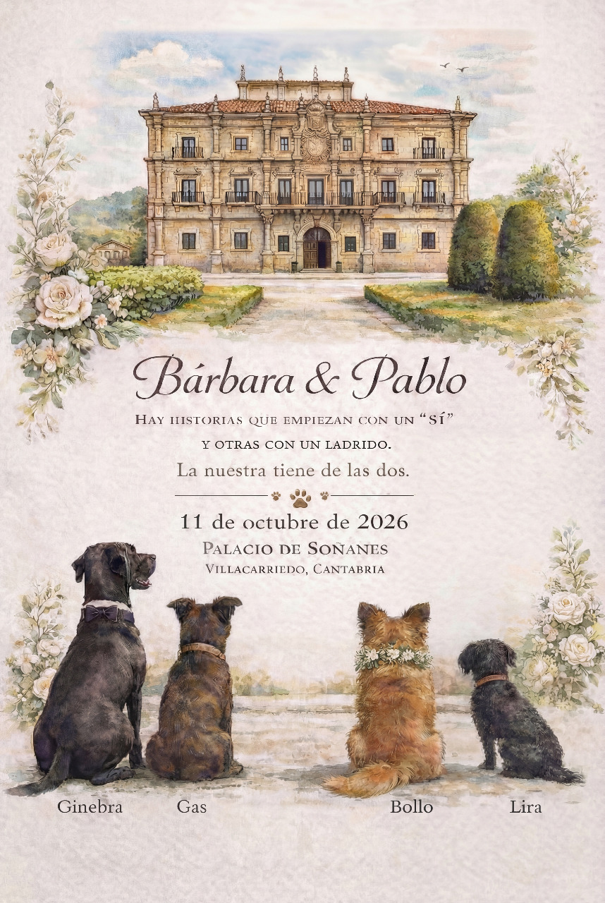 Los perros observan el Palacio de Soñanes